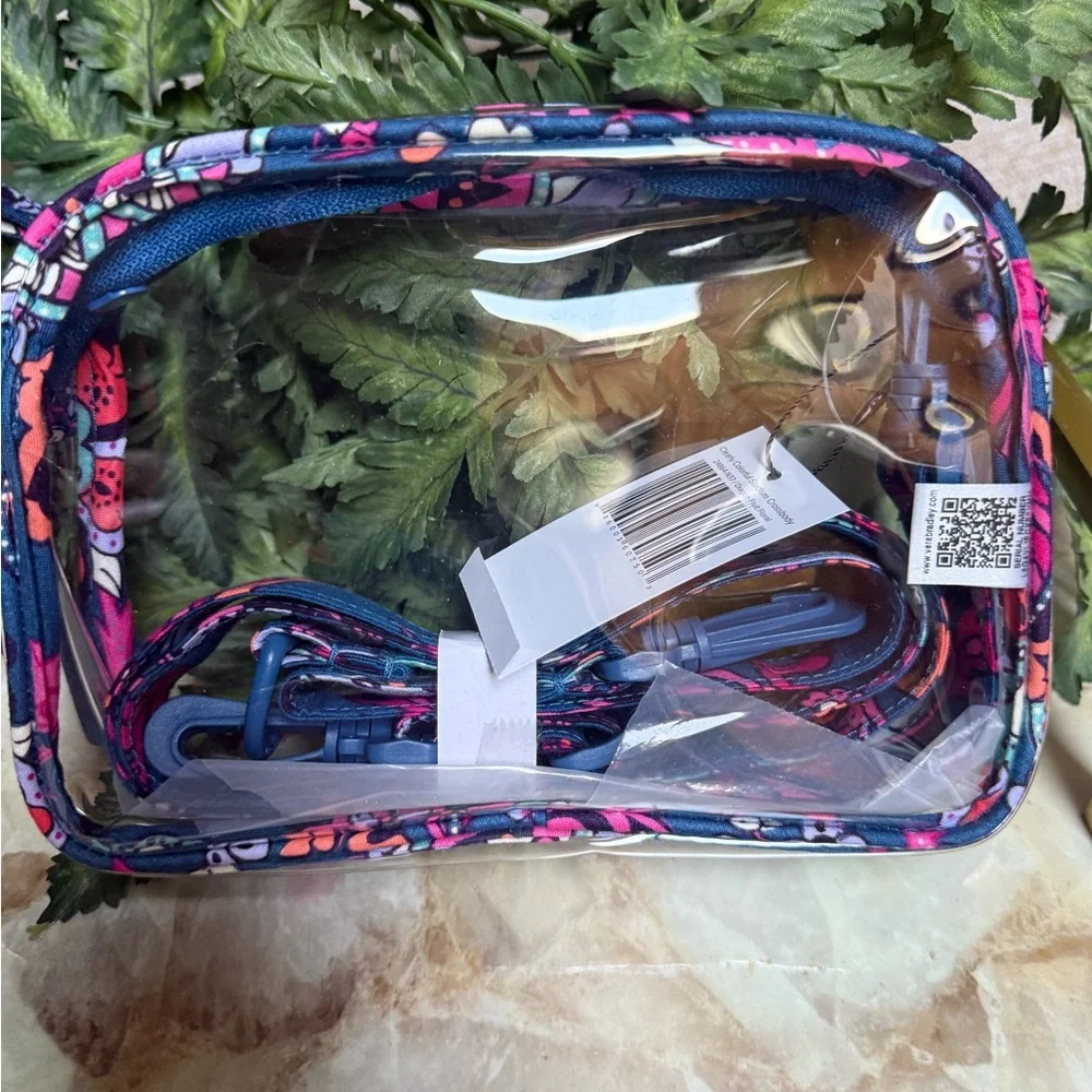 Blue and Pink Floral Crossbody Bag with Clear Panel - Picture 2 of 2